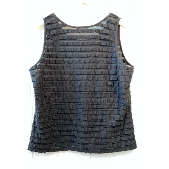 Erin London Sleeveless Top Women Large Black Stack Classic Tank Crew Neck Retro - Picture 6 of 10